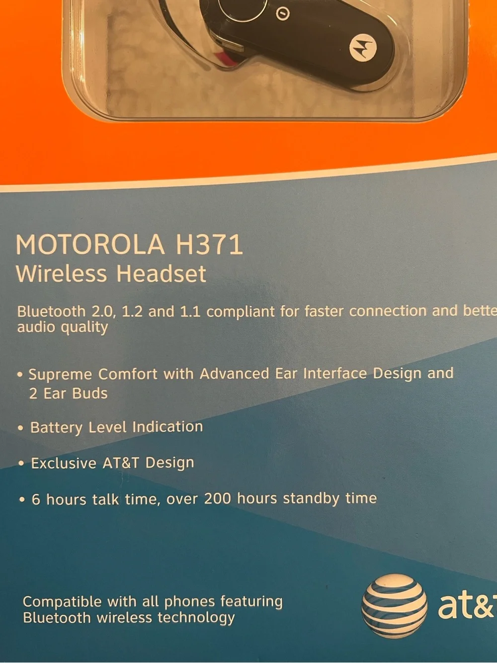 Motorola H371 Universal Wireless Bluetooth Headset in Black